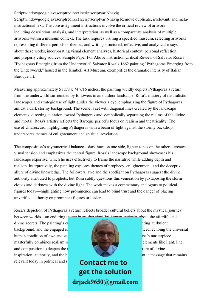 Remove duplicate, irrelevant, and meta-instructional text. The core assignment instructions involve the critical review of artwork, including description, analy