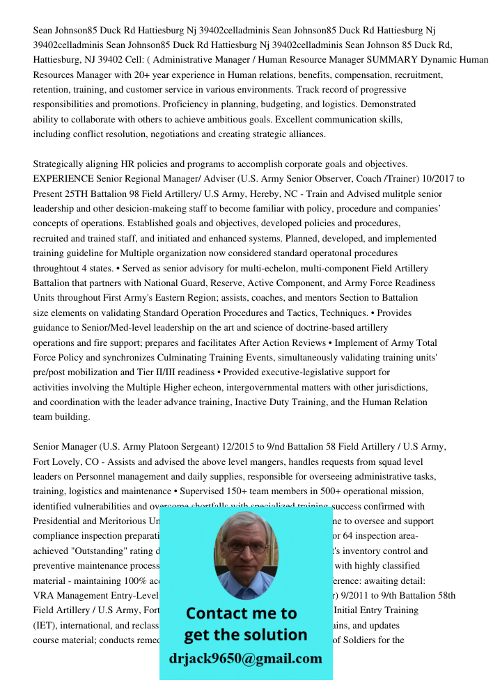 Sean Johnson85 Duck Rd Hattiesburg Nj 39402cell123456 7890adminis Sean Johnson 85 Duck Rd, Hattiesburg, NJ 39402 Cell: ( Administrative Manager / Human Resource