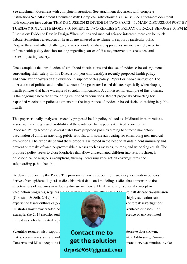 See Attachment Document With Complete Instructionsthis Discussi See attachment document with complete instructions THIS DISCUSSION IS DIVIDE IN TWO PARTS – 1. M
