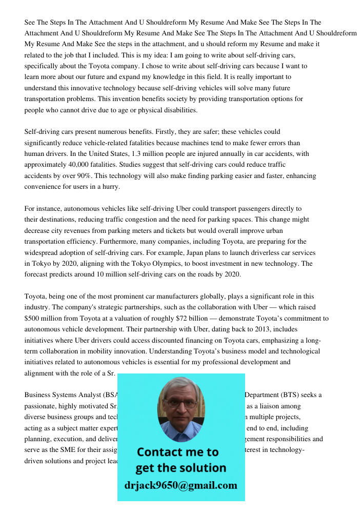 See The Steps In The Attachment And U Shouldreform My Resume And Make See the steps in the attachment, and u should reform my Resume and make it related to the 