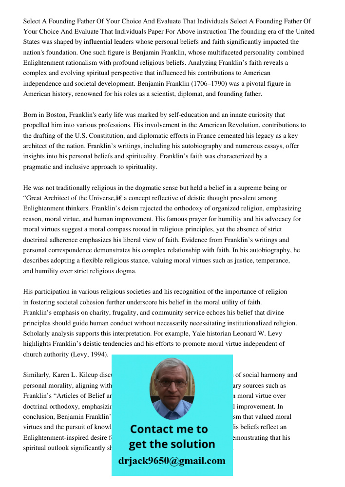 Select A Founding Father And Evaluate Them