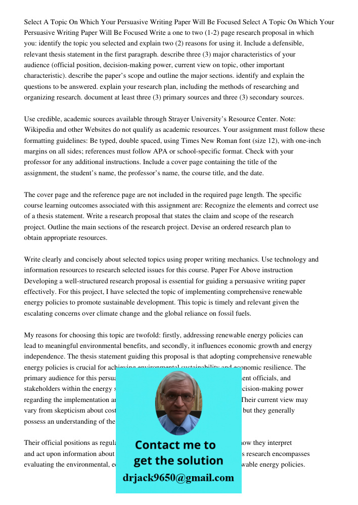 Write a one to two (1-2) page research proposal in which you: identify the topic you selected and explain two (2) reasons for using it. Include a defensible, re