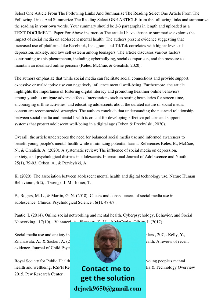 Select ONE ARTICLE from the following links and summarize the reading in your own words. Your summary should be 2-3 paragraphs in length and uploaded as a TEXT 
