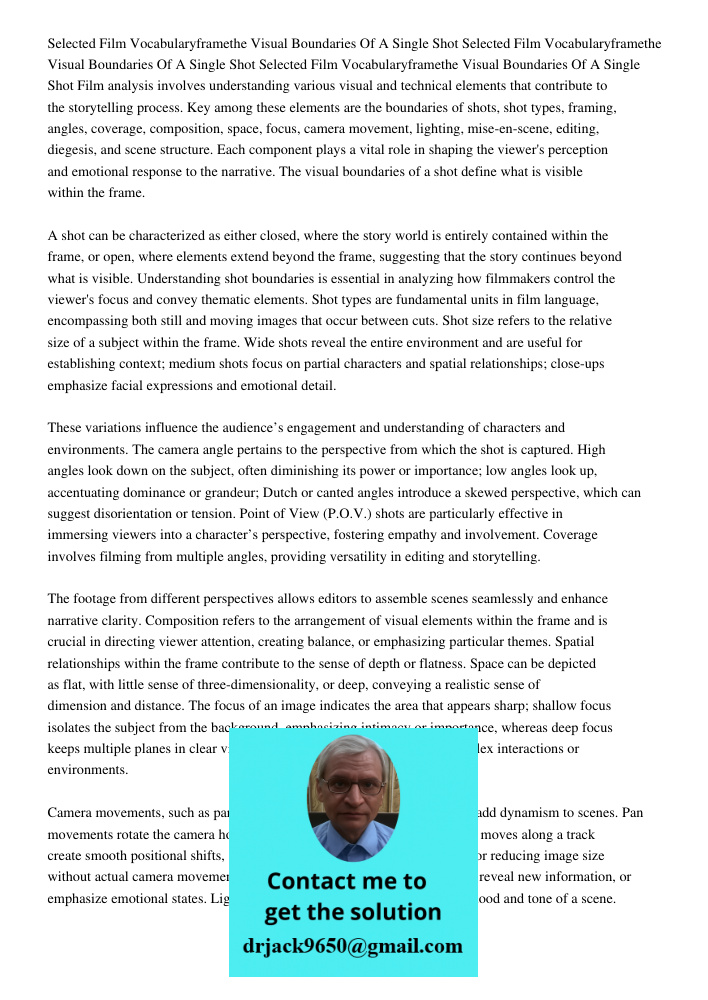 Selected Film Vocabularyframethe Visual Boundaries Of A Single Shot Film analysis involves understanding various visual and technical elements that contribute t