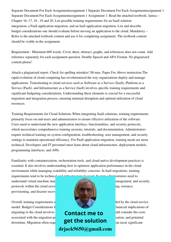 Separate Document For Each Assignmentassignment 1 Assignment 1: Read the attached textbook: Jamsa – Chapter 16, 17, 18 , 19 and 20. List possible training requi