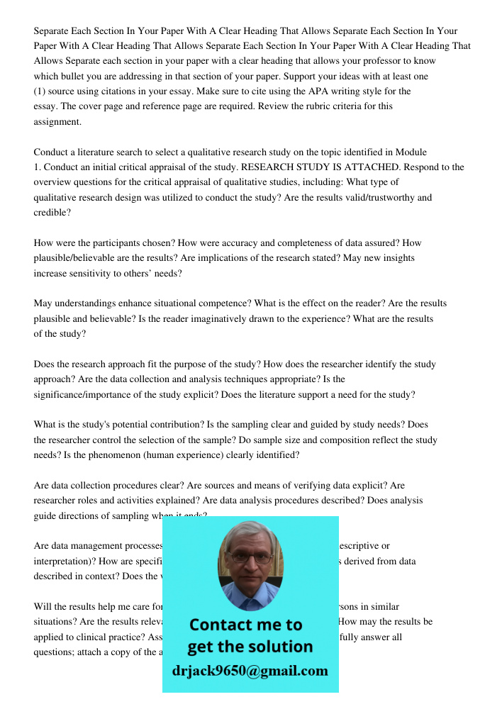 Separate Each Section In Your Paper With A Clear Heading That Allows Separate each section in your paper with a clear heading that allows your professor to know