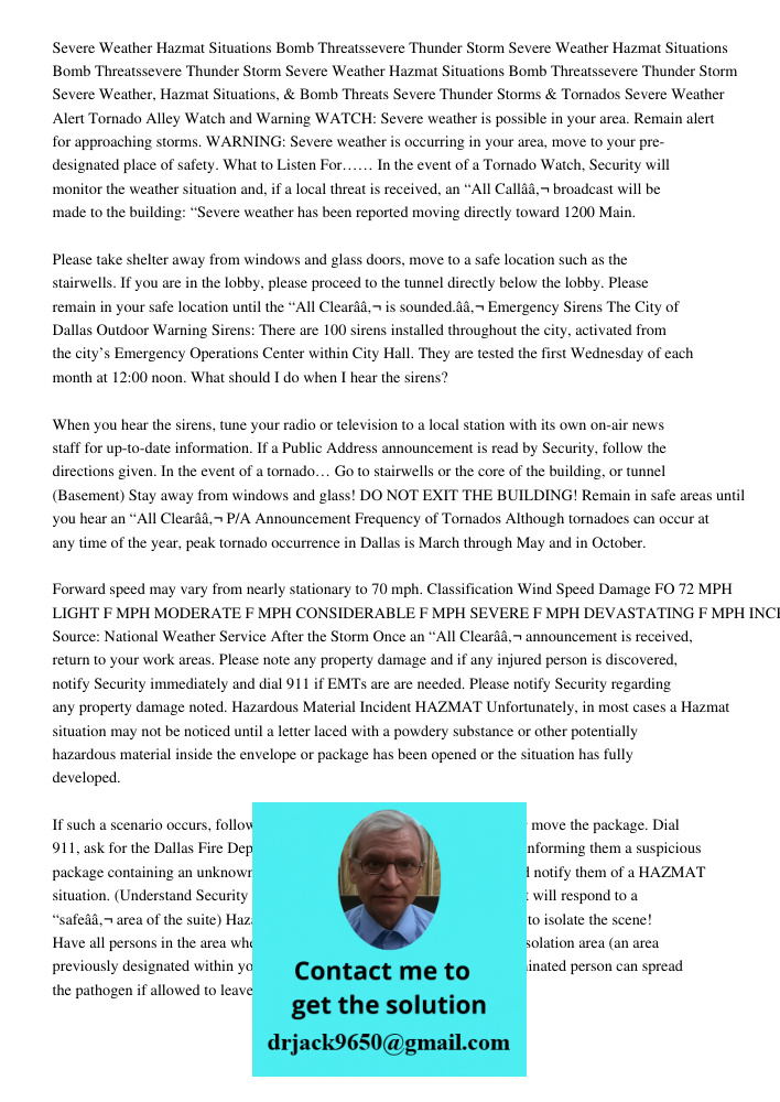 Severe Weather Hazmat Situations Bomb Threatssevere Thunder Storm Severe Weather, Hazmat Situations, & Bomb Threats Severe Thunder Storms & Tornados Severe Weat