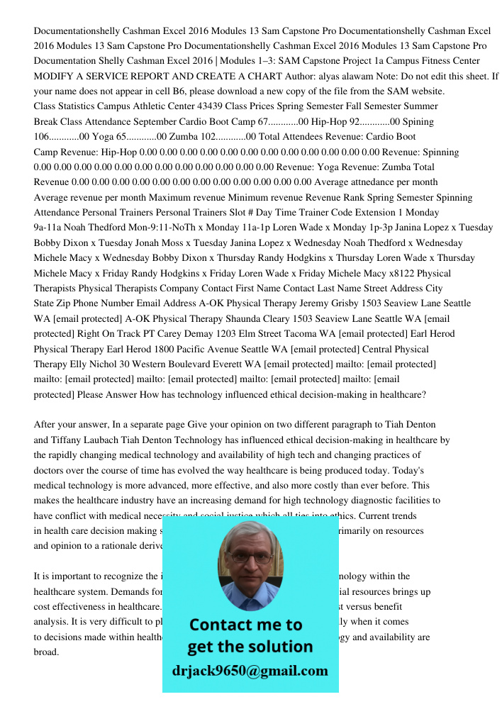 Documentationshelly Cashman Excel 2016 Modules 13 Sam Capstone Pro Documentation Shelly Cashman Excel 2016 | Modules 1–3: SAM Capstone Project 1a Campus Fitness