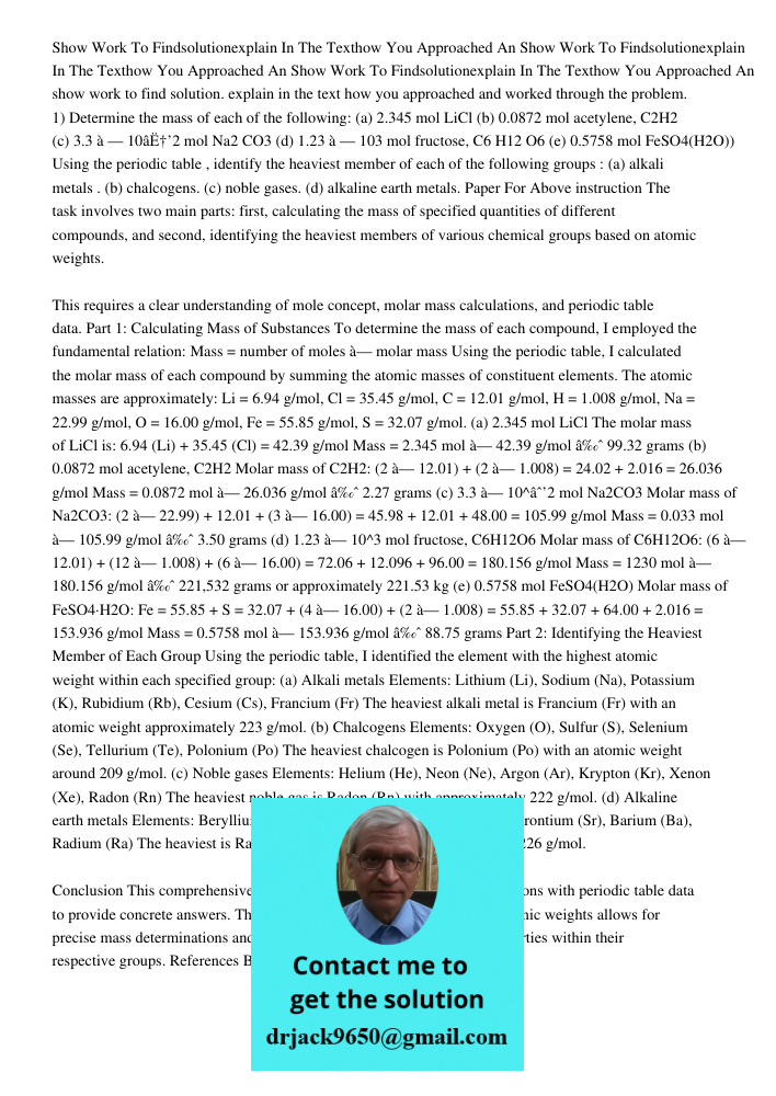 Show Work To Findsolutionexplain In The Texthow You Approached An show work to find solution. explain in the text how you approached and worked through the prob