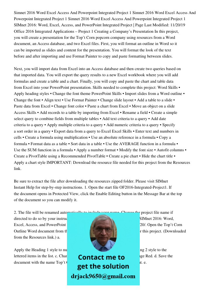 Simnet 2016 Word Excel Access And Powerpoint Integrated Project 1 SIMnet 2016: Word, Excel, Access, and PowerPoint Integrated Project | Page Last Modified: 11/2