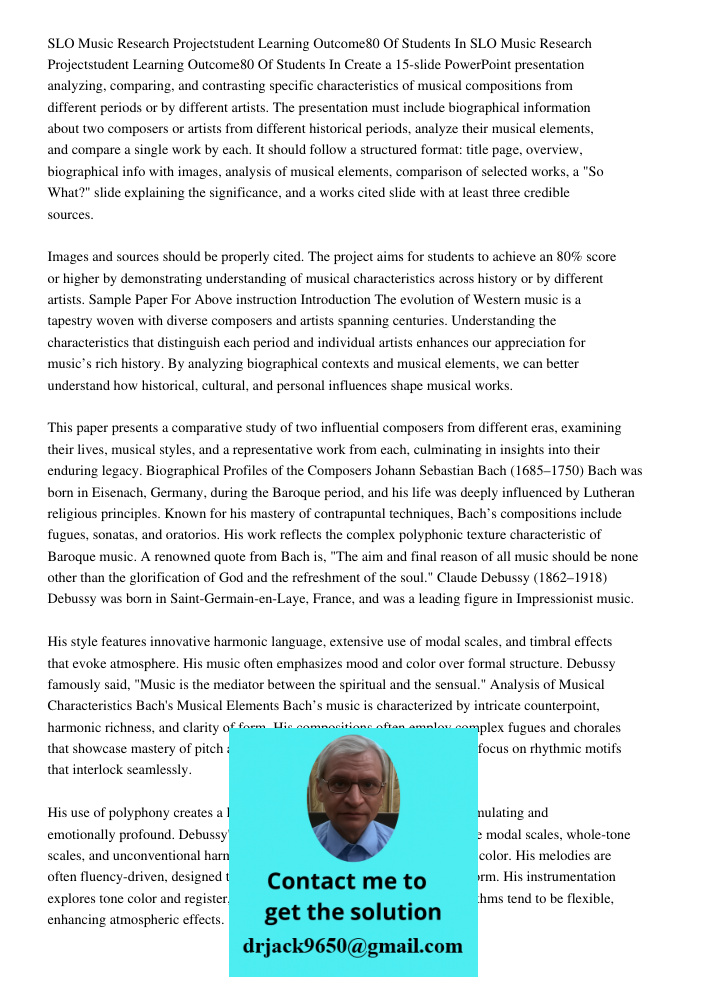 Create a 15-slide PowerPoint presentation analyzing, comparing, and contrasting specific characteristics of musical compositions from different periods or by di