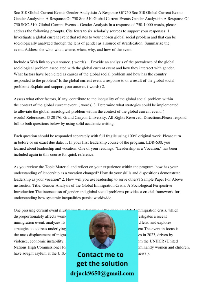Soc 510 Global Current Events Gender Analysisin A Response Of 750 SOC-510: Global Current Events – Gender Analysis In a response of 750-1,000 words, please addr
