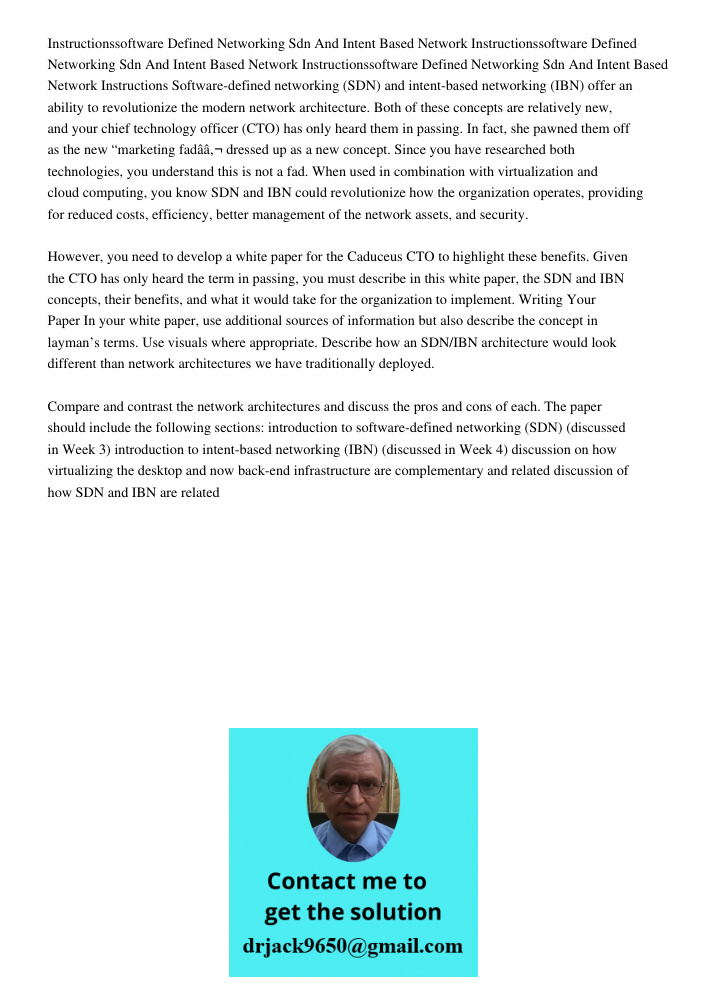 Instructionssoftware Defined Networking Sdn And Intent Based Network Instructions Software-defined networking (SDN) and intent-based networking (IBN) offer an a