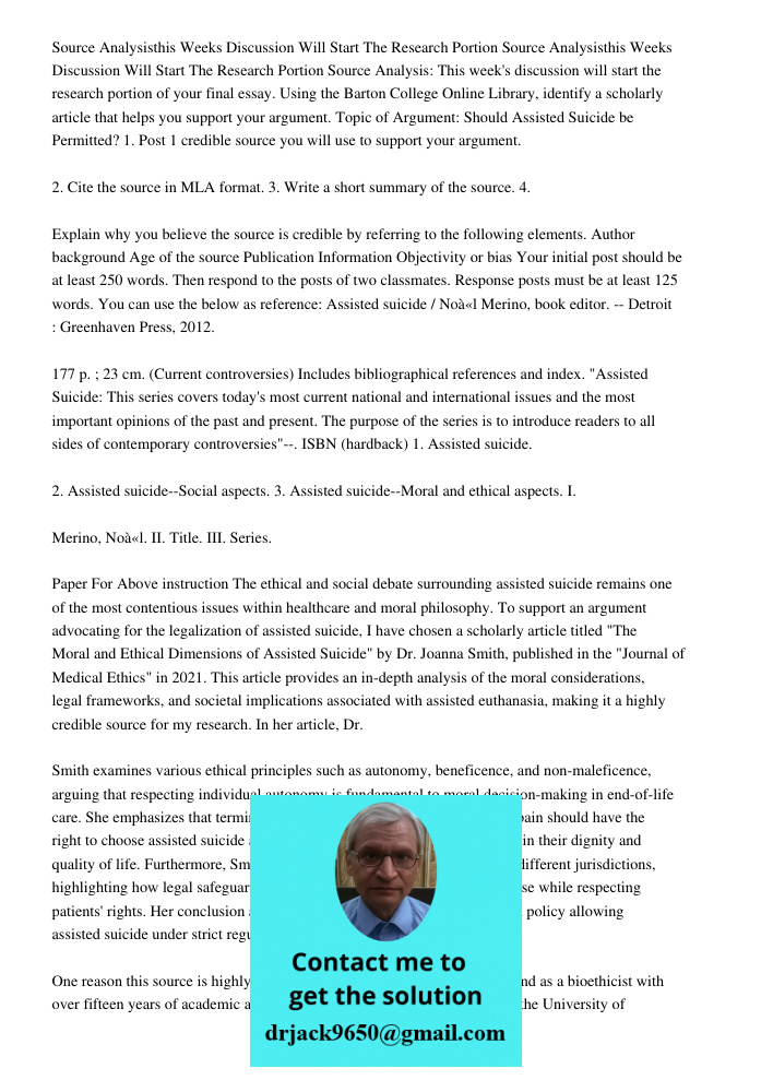 Source Analysis: This week's discussion will start the research portion of your final essay. Using the Barton College Online Library, identify a scholarly artic