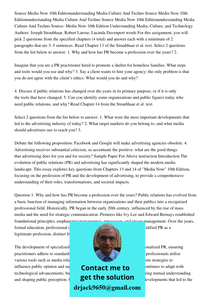 Source Media Now 10th Editionunderstanding Media Culture And Techno Source- Media Now 10th Edition Understanding Media, Culture, and Technology Authors: Joseph 