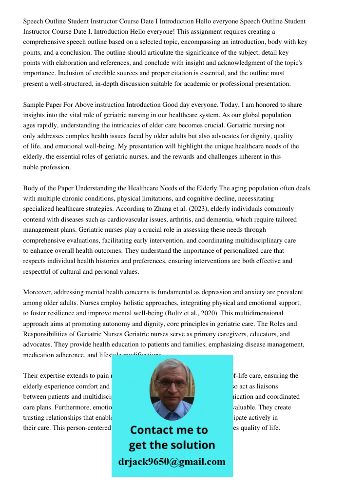 This assignment requires creating a comprehensive speech outline based on a selected topic, encompassing an introduction, body with key points, and a conclusion