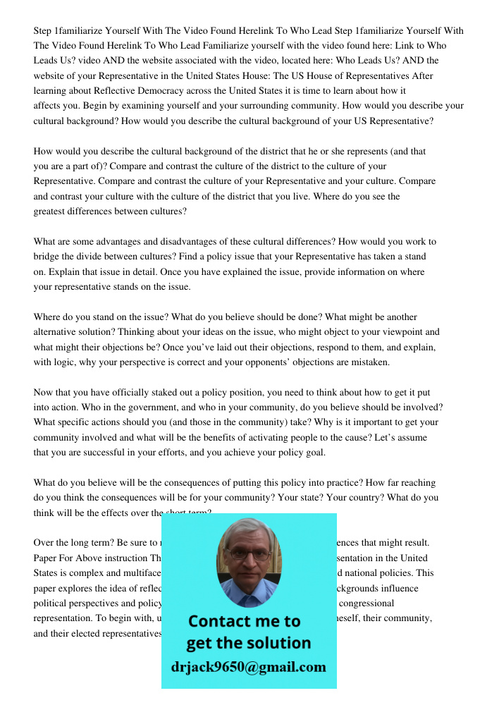 Familiarize yourself with the video found here: Link to Who Leads Us? video AND the website associated with the video, located here: Who Leads Us? AND the websi