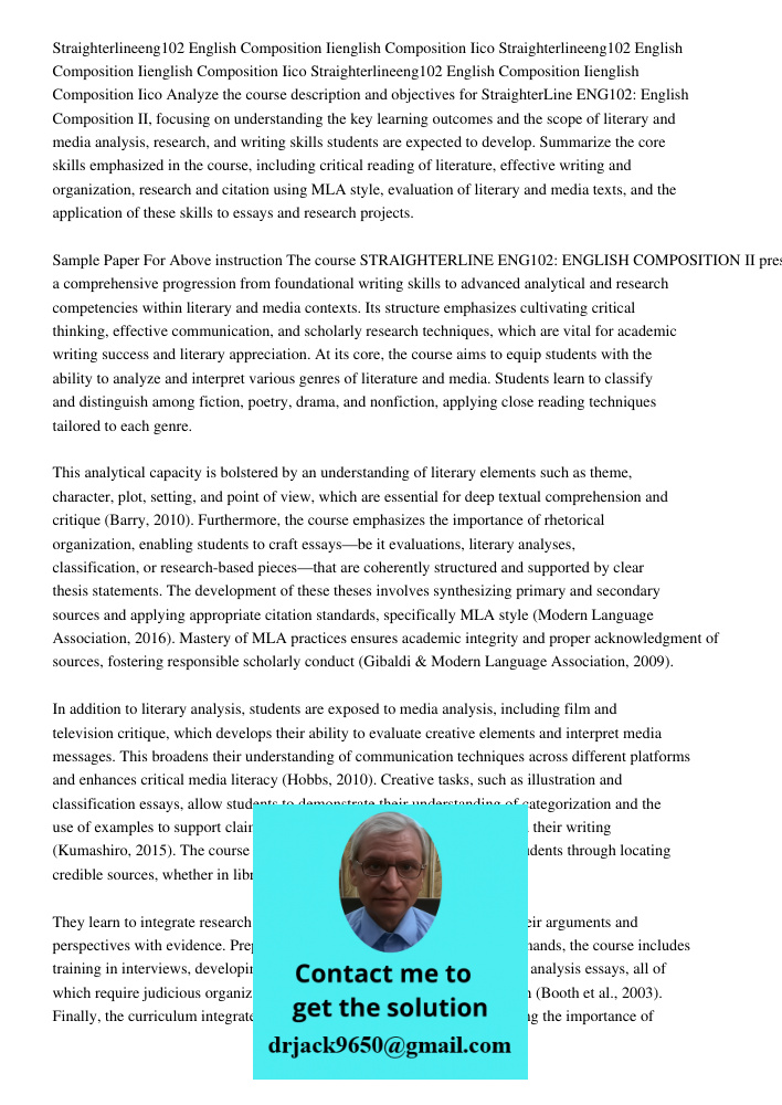 Straighterlineeng102 English Composition Iienglish Composition Iico Analyze the course description and objectives for StraighterLine ENG102: English Composition