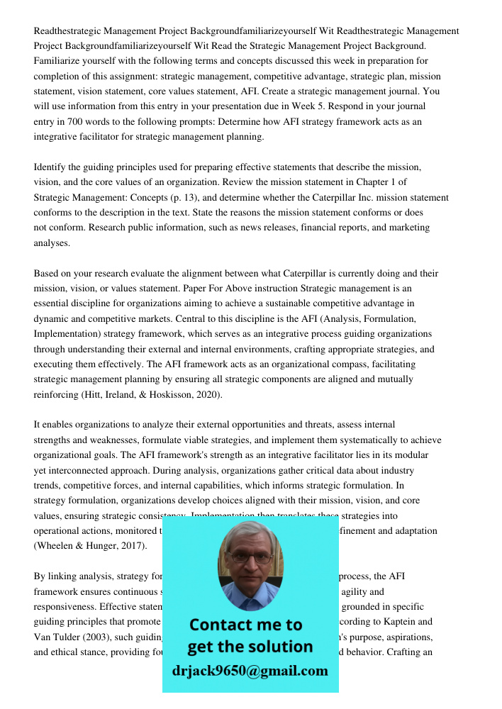 Read the Strategic Management Project Background. Familiarize yourself with the following terms and concepts discussed this week in preparation for completion o