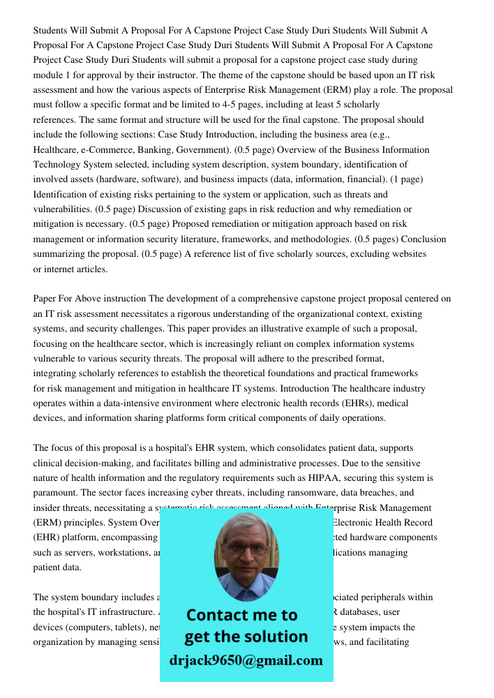 Students Will Submit A Proposal For A Capstone Project Case Study Duri Students will submit a proposal for a capstone project case study during module 1 for app