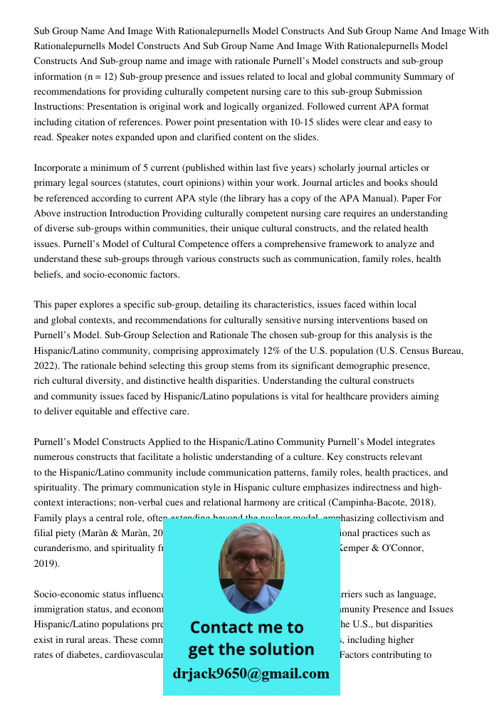 Sub Group Name And Image With Rationalepurnells Model Constructs And Sub-group name and image with rationale Purnell’s Model constructs and sub-group informatio