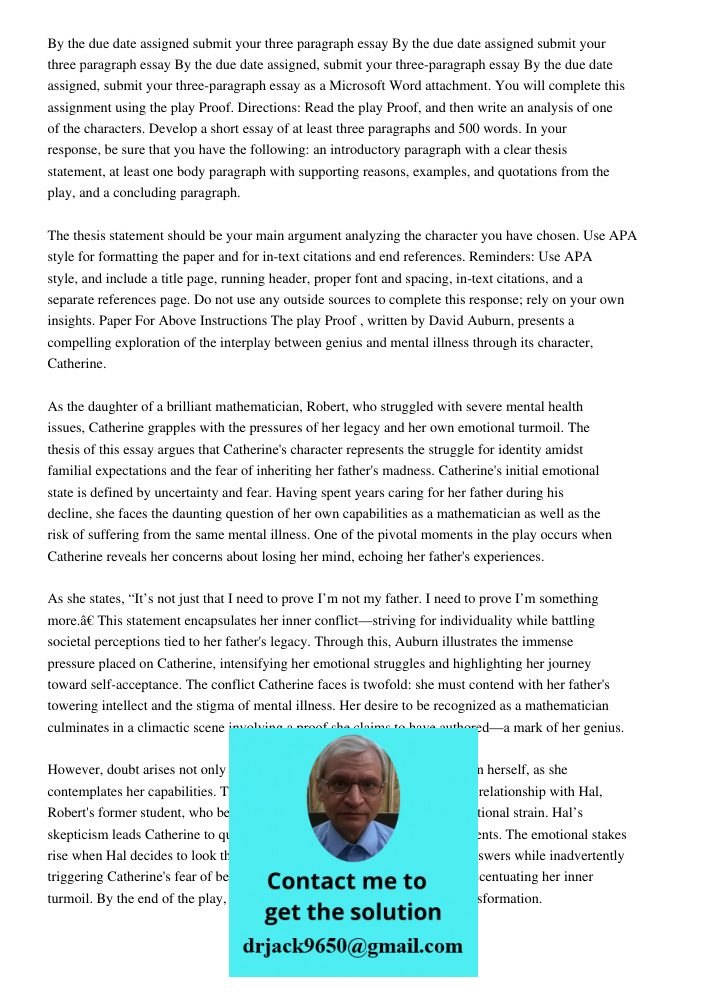 By the due date assigned submit your three paragraph essay By the due date assigned, submit your three-paragraph essay as a Microsoft Word attachment. You will 