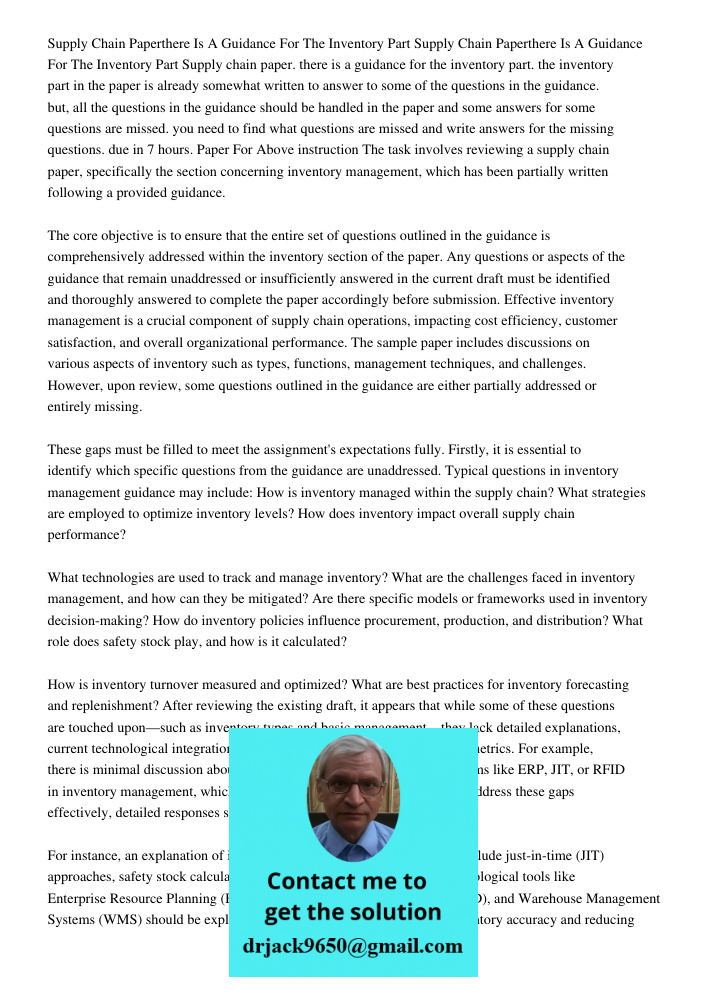 Supply chain paper. there is a guidance for the inventory part. the inventory part in the paper is already somewhat written to answer to some of the questions i