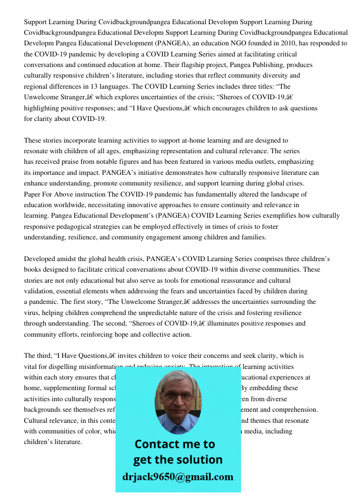 Support Learning During Covidbackgroundpangea Educational Developm Pangea Educational Development (PANGEA), an education NGO founded in 2010, has responded to t