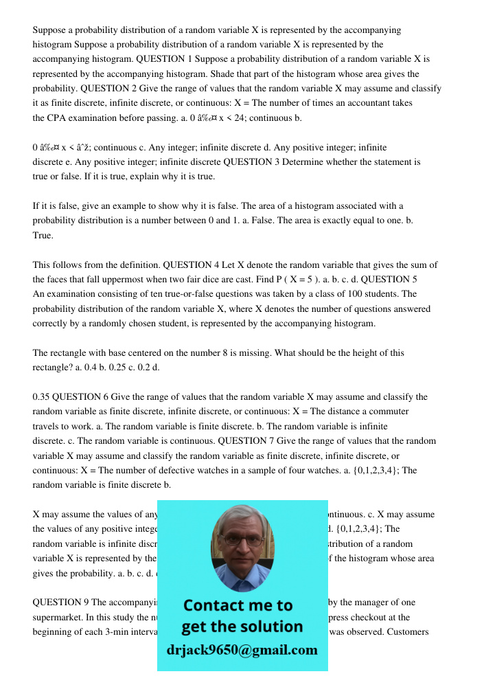 QUESTION 1 Suppose a probability distribution of a random variable X is represented by the accompanying histogram. Shade that part of the histogram whose area g