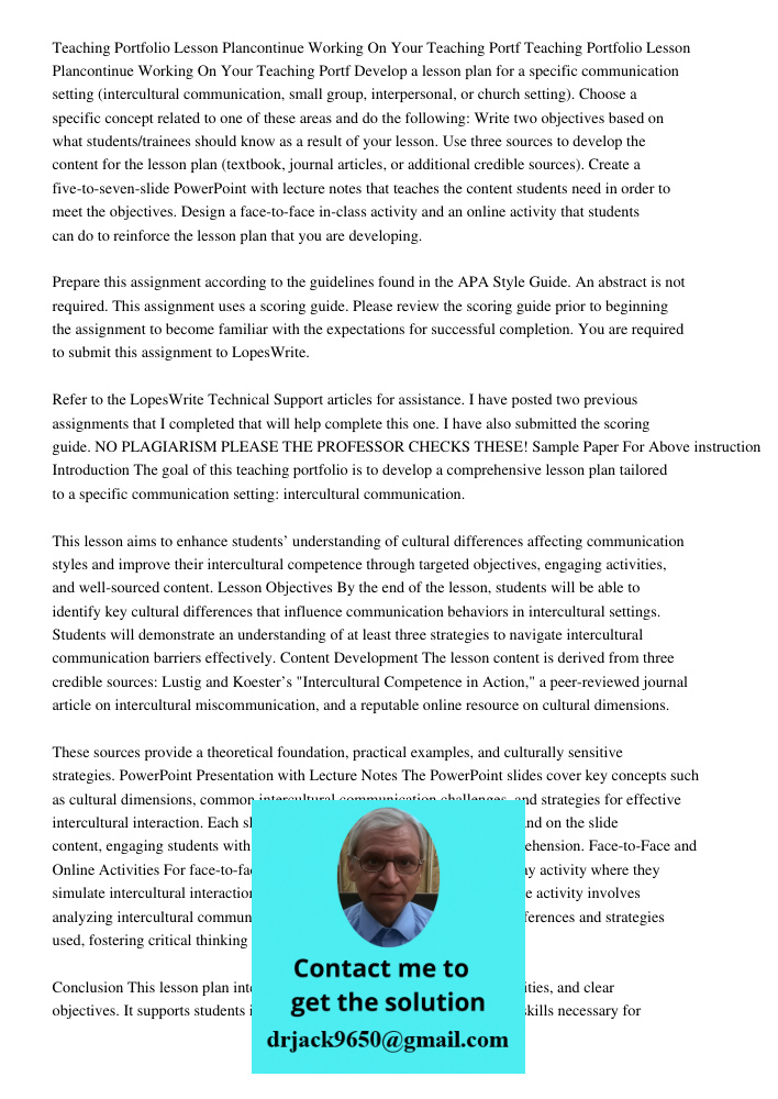 Develop a lesson plan for a specific communication setting (intercultural communication, small group, interpersonal, or church setting). Choose a specific conce