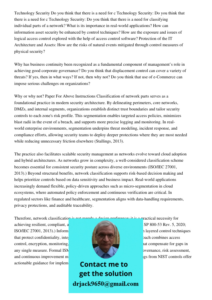 Technology Security: Do you think that there is a need for classifying individual parts of a network? What is its importance in real-world applications? How can
