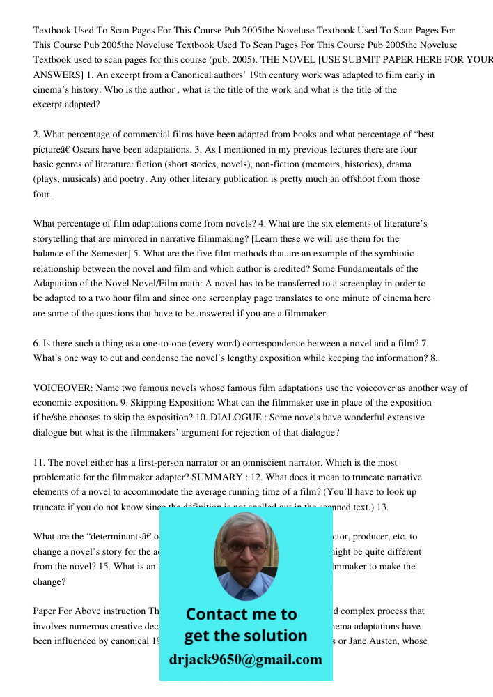 Textbook Used To Scan Pages For This Course Pub 2005the Noveluse Textbook used to scan pages for this course (pub. 2005). THE NOVEL [USE SUBMIT PAPER HERE FOR Y
