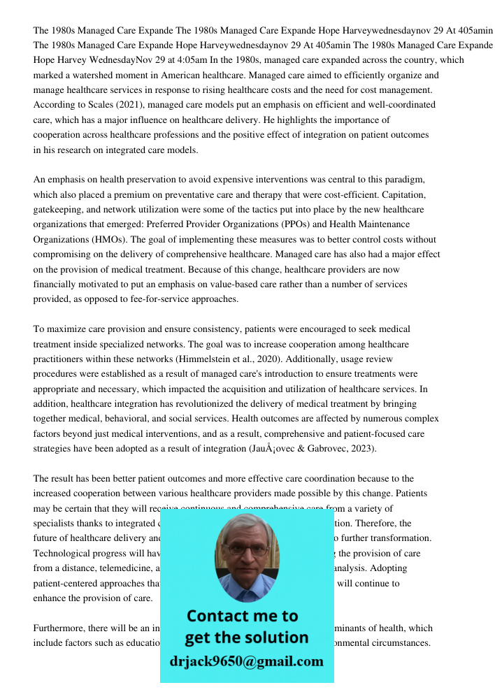 Hope Harveywednesdaynov 29 At 405amin The 1980s Managed Care Expande Hope Harveywednesdaynov 29 At 405amin The 1980s Managed Care Expande Hope Harvey WednesdayN