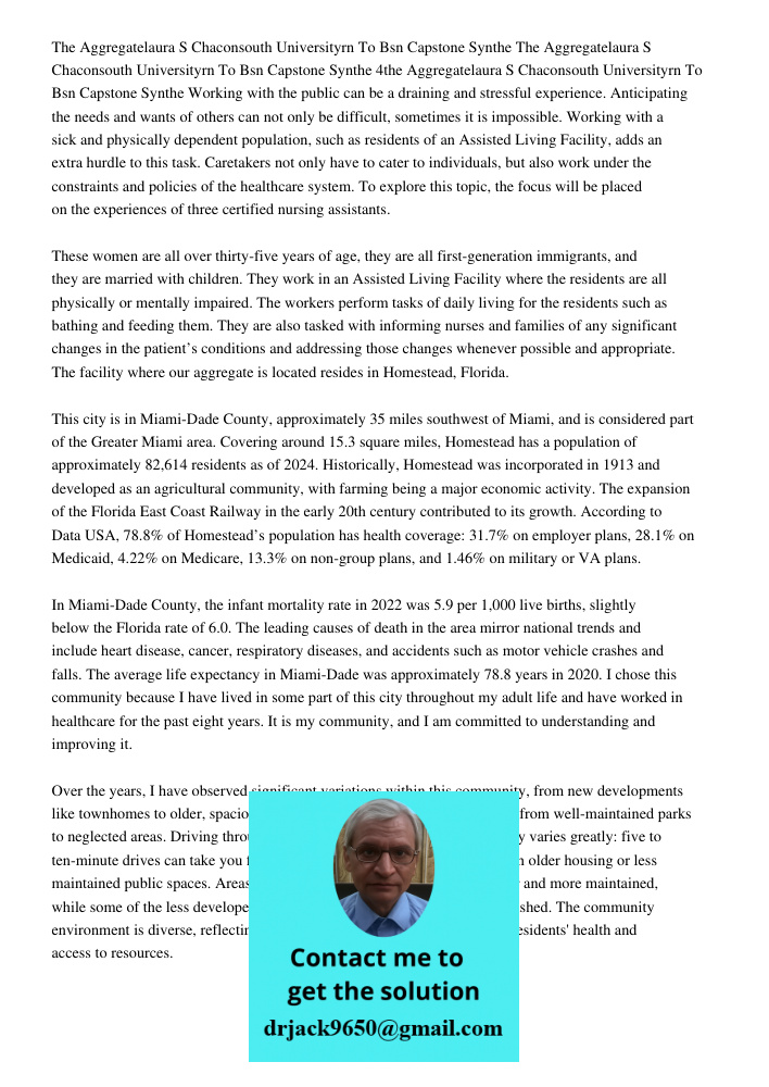 The Aggregatelaura S Chaconsouth Universityrn To Bsn Capstone Synthe Working with the public can be a draining and stressful experience. Anticipating the needs 