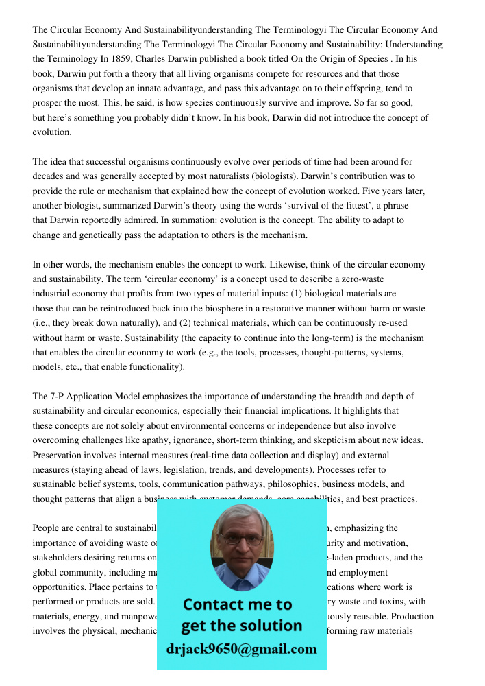 The Circular Economy and Sustainability: Understanding the Terminology In 1859, Charles Darwin published a book titled On the Origin of Species . In his book, D