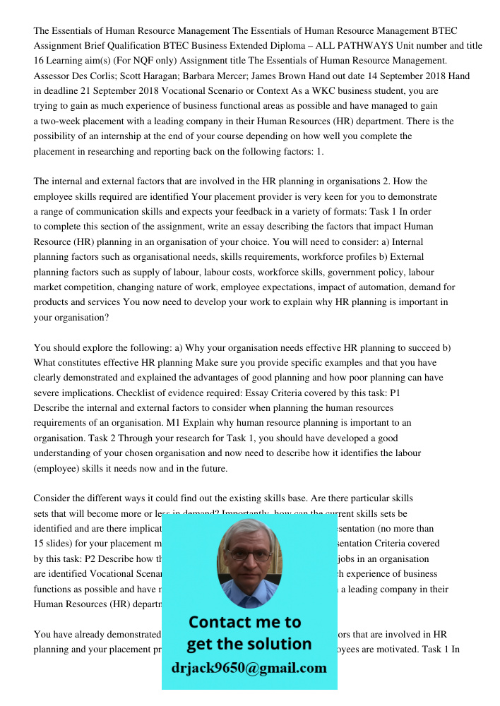 BTEC Assignment Brief Qualification BTEC Business Extended Diploma – ALL PATHWAYS Unit number and title 16 Learning aim(s) (For NQF only) Assignment title The E