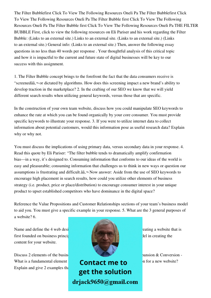 The Filter Bubble first Click To View The Following Resources Oneli Pa The Filter Bubble first Click To View The Following Resources Oneli Pa THE FILTER BUBBLE 