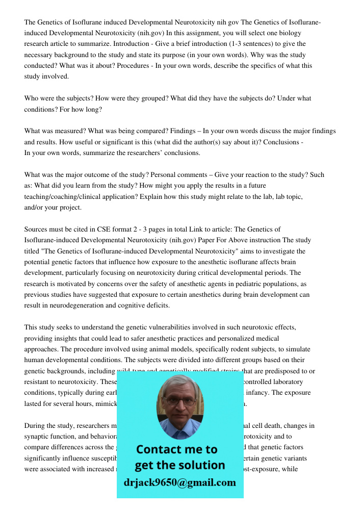 In this assignment, you will select one biology research article to summarize. Introduction - Give a brief introduction (1-3 sentences) to give the necessary ba