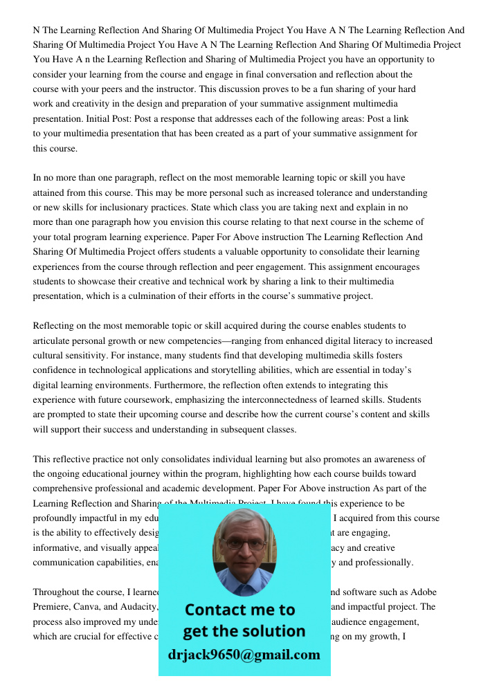 N The Learning Reflection And Sharing Of Multimedia Project You Have A n the Learning Reflection and Sharing of Multimedia Project you have an opportunity to co