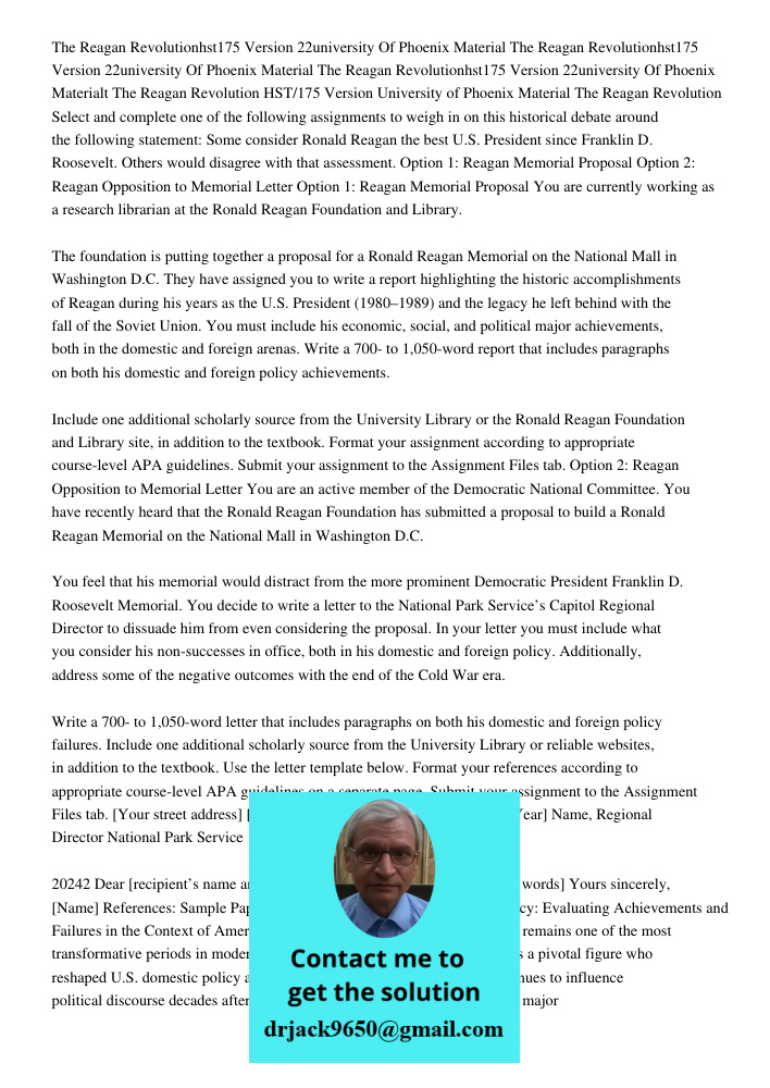 The Reagan Revolutionhst175 Version 22university Of Phoenix Materialt The Reagan Revolution HST/175 Version University of Phoenix Material The Reagan Revolution