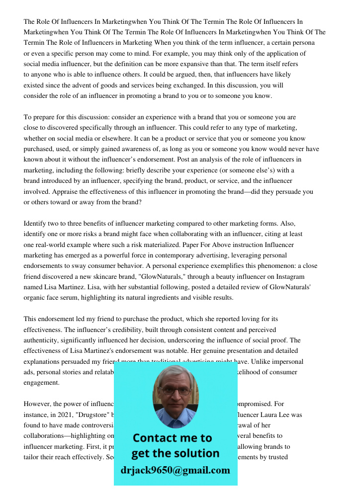 The Role Of Influencers In Marketingwhen You Think Of The Termin The Role of Influencers in Marketing When you think of the term influencer, a certain persona o