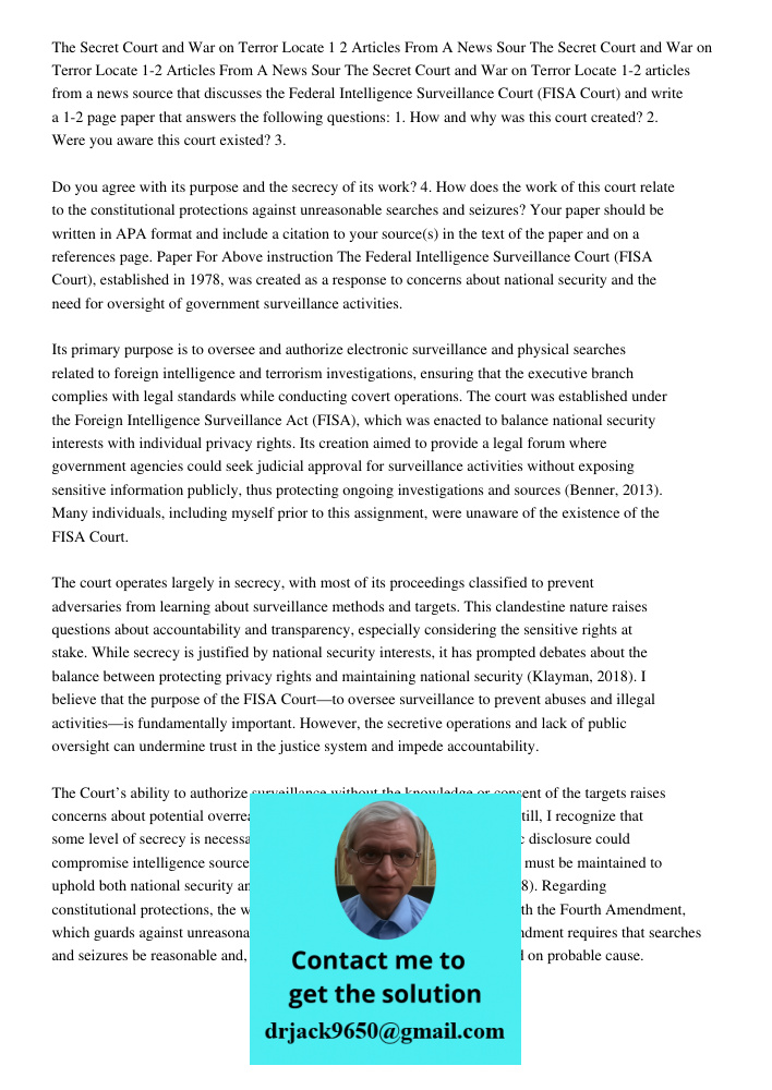 The Secret Court and War on Terror Locate 1-2 articles from a news source that discusses the Federal Intelligence Surveillance Court (FISA Court) and write a 1-