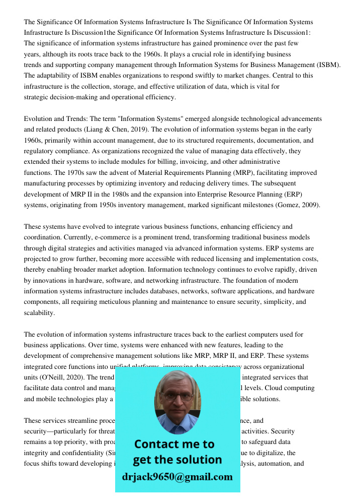 Discussion1the Significance Of Information Systems Infrastructure Is Discussion1: The significance of information systems infrastructure has gained prominence o