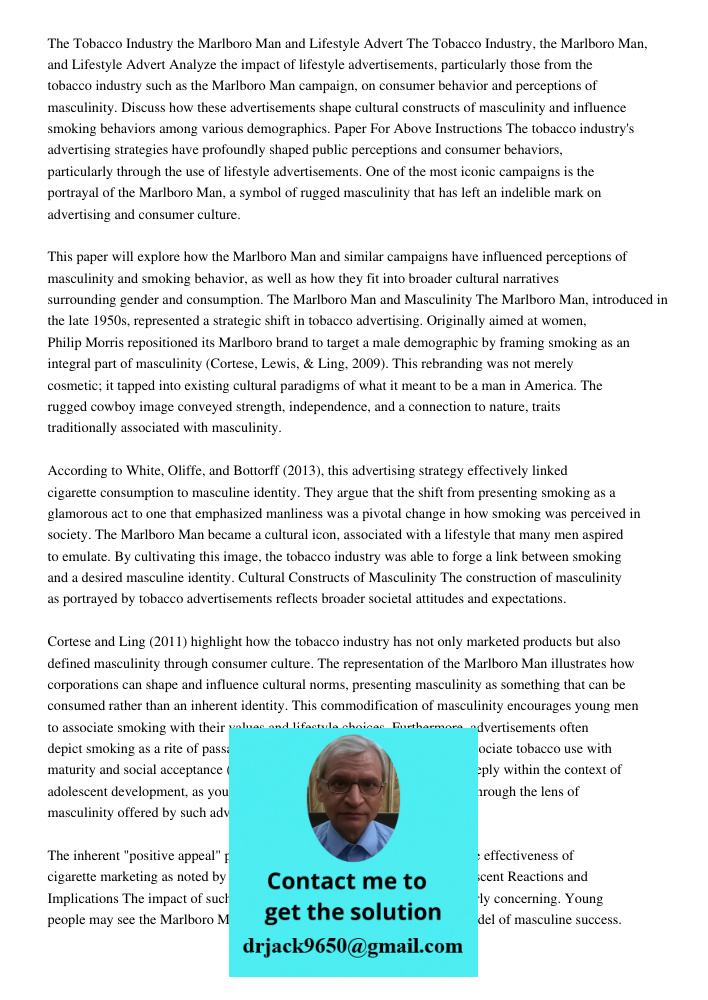Analyze the impact of lifestyle advertisements, particularly those from the tobacco industry such as the Marlboro Man campaign, on consumer behavior and percept