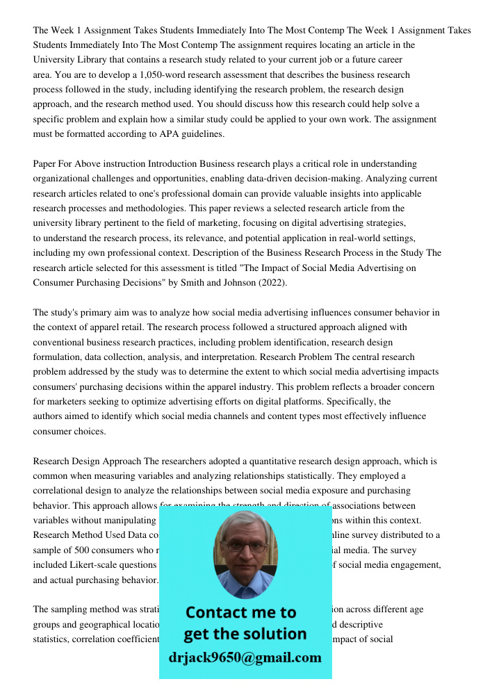 The assignment requires locating an article in the University Library that contains a research study related to your current job or a future career area. You ar