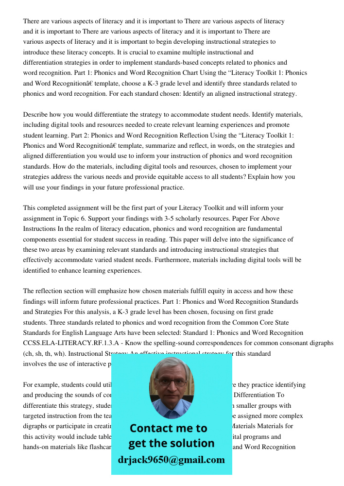 There are various aspects of literacy and it is important to There are various aspects of literacy and it is important to begin developing instructional strateg