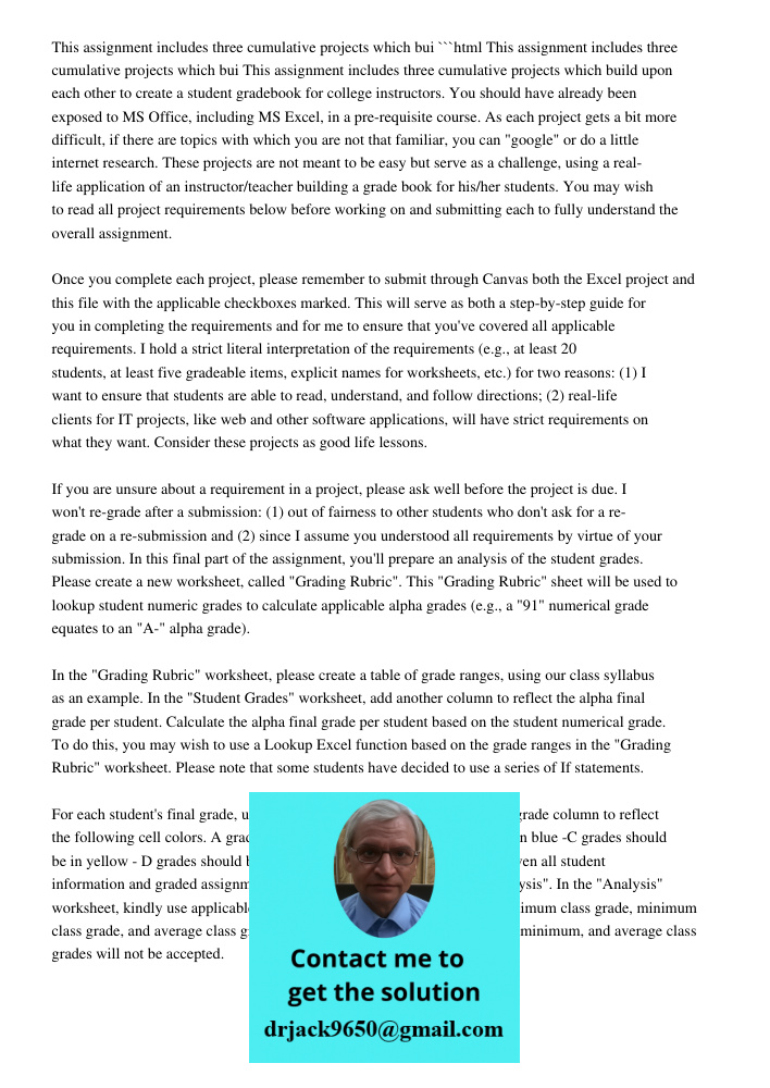 This Assignment Includes Three Cumulative Projects Which Bui