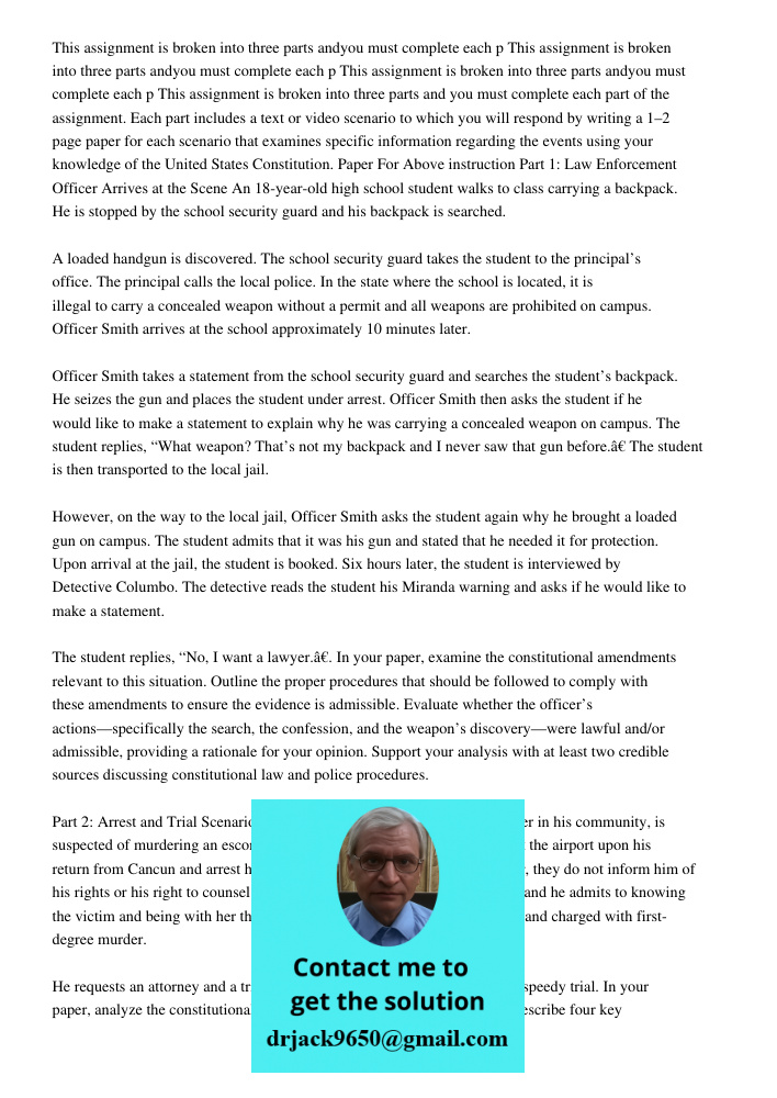 This assignment is broken into three parts andyou must complete each p This assignment is broken into three parts and you must complete each part of the assignm