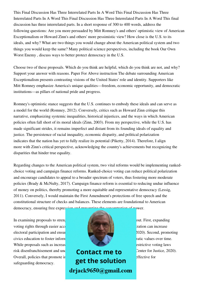 This Final Discussion Has Three Interrelated Parts In A 300 400 Word This final discussion has three interrelated parts. In a short response of 300 to 400 words