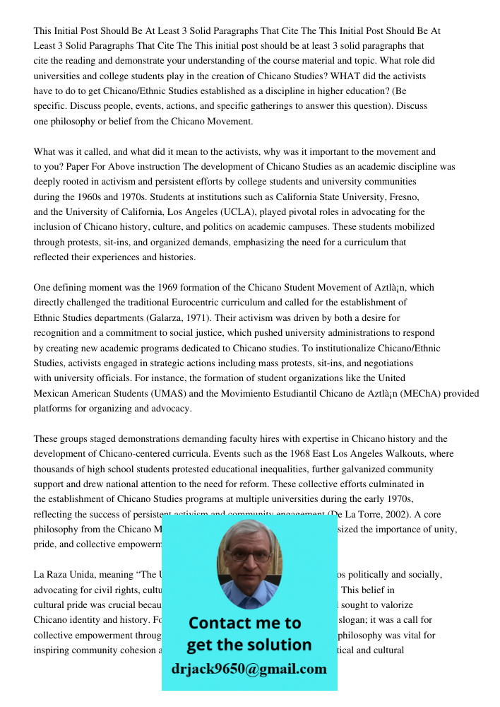 This initial post should be at least 3 solid paragraphs that cite the reading and demonstrate your understanding of the course material and topic. What role did